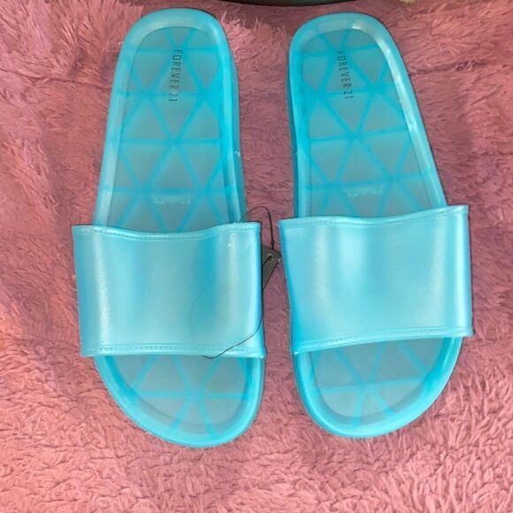Electric Blue Slip on Sandals - Picture 1 of 4